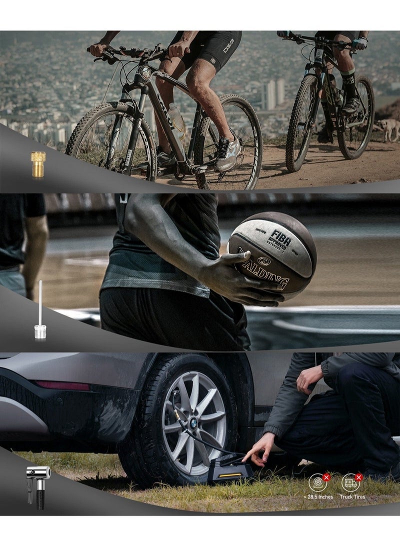 EzzySo Tyre Inflator Air Compressor 12V, Portable Electric Car Tyre Pump with Tyre Pressure Gauge, Auto-Stop Air Pump with Valve Adaptors and LED Light, Car Accessories for Gifts - Image 4